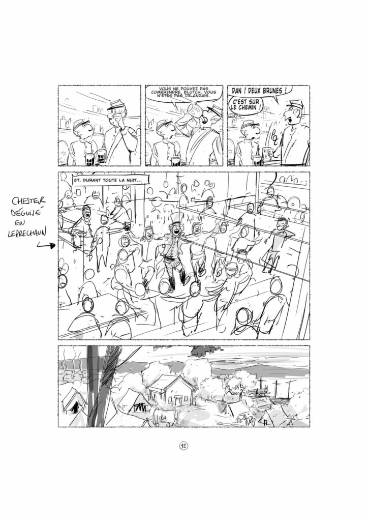 Une page du story board par Kris scénariste