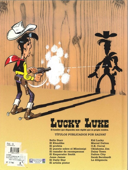 Page verso d'un album de Lucky Luke