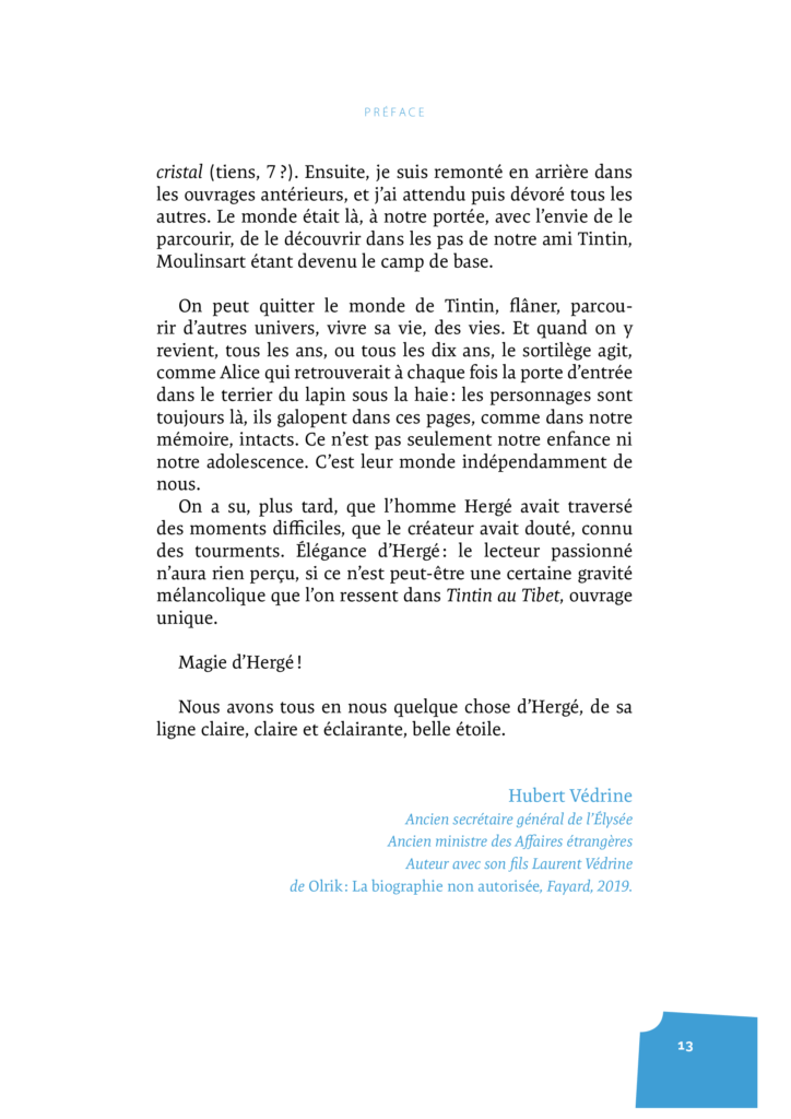 Page 3 de la préface écrite par Hubert Védrine