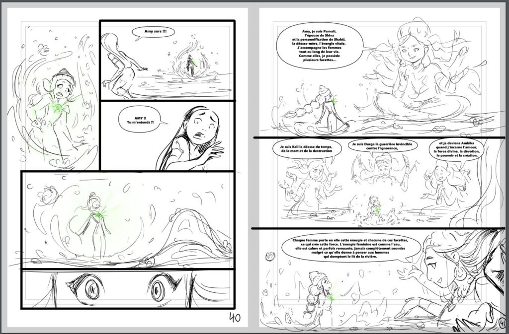 Page de story-board par Isabelle Lemaux.