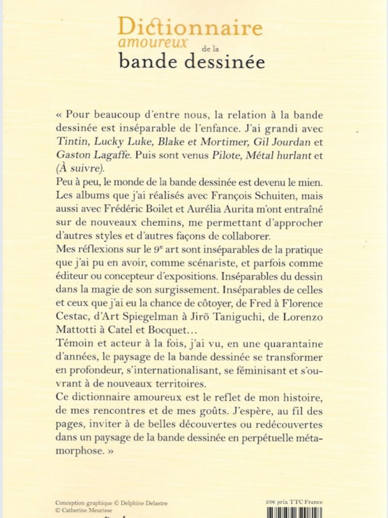 ©Plon - Dictionnaire amoureux de la bande dessinée - Benoît Peeters